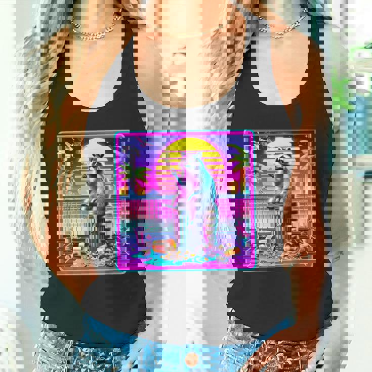 Vaporwave Raccoon Tank Top - Retro Synthwave Aesthetic