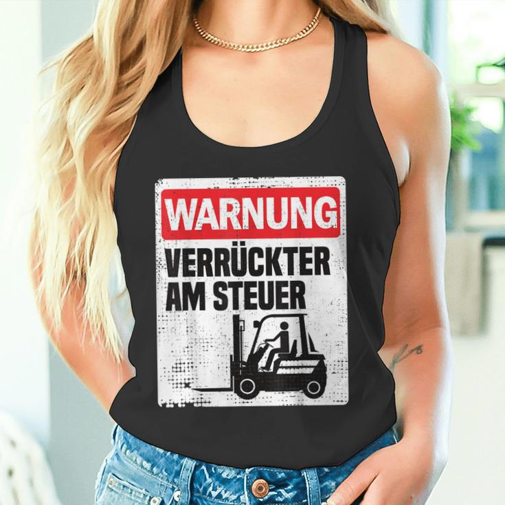 Warning Crazy Forklift S Tank Top