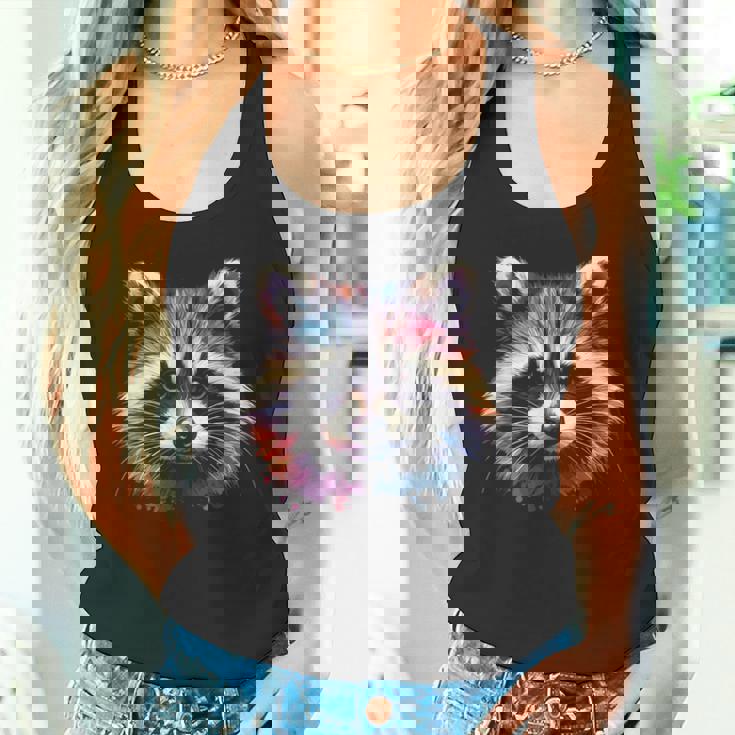 Watercolor Raccoon Kids Tank Top - Modern Collarless Tee