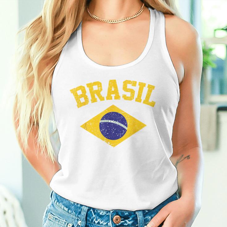 Brazilian National Flagintage Patriotic Football Brazil Green Tank Top