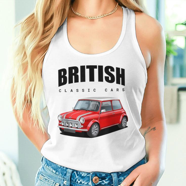 British Classic Car Red Mini Sports Car Gray Tank Top