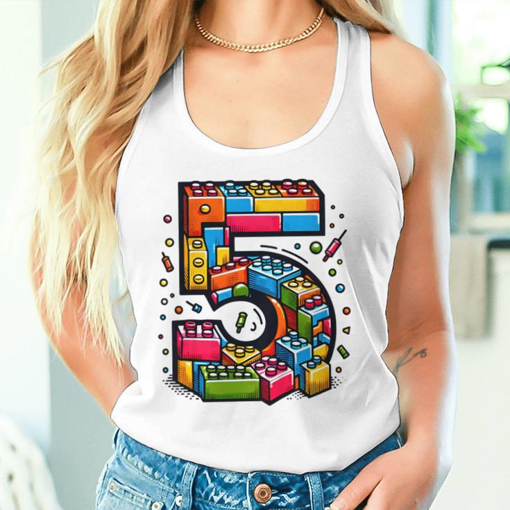 Children's 5Th Birthday With Building Blocks Idea Tank Top