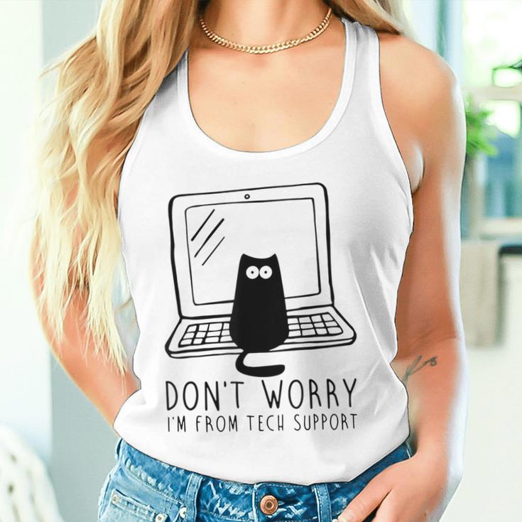 Don't Worry I'm From Support Tech Cat Lover Gray Tank Top