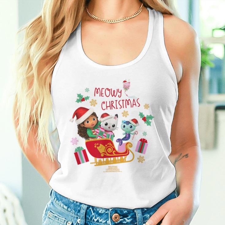 Dreamworks Gabby's Dollhouse Meowy Christmas Sleigh Blue Tank Top