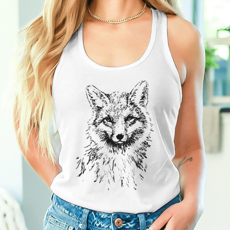 Fox Lovers Fox Motif Animals Gray Tank Top