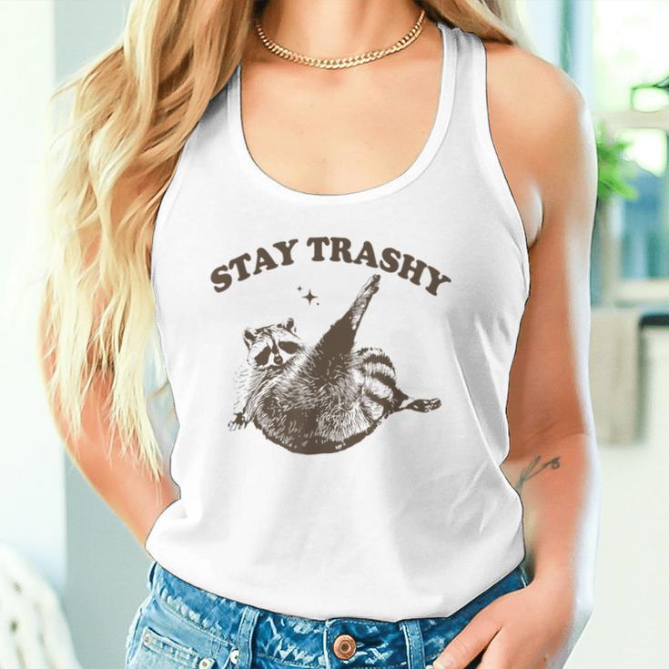 Raccoon Stay Trashy Fun Meme Gray Tank Top