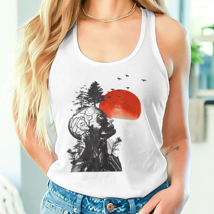 Hangover Human Tree Surreal Artistic Sunset Gray Tank Top