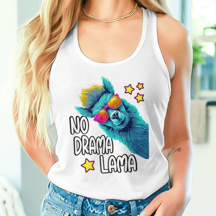 Lama No Drama With Sunglasses Cool Saying Alpaca Tank Top