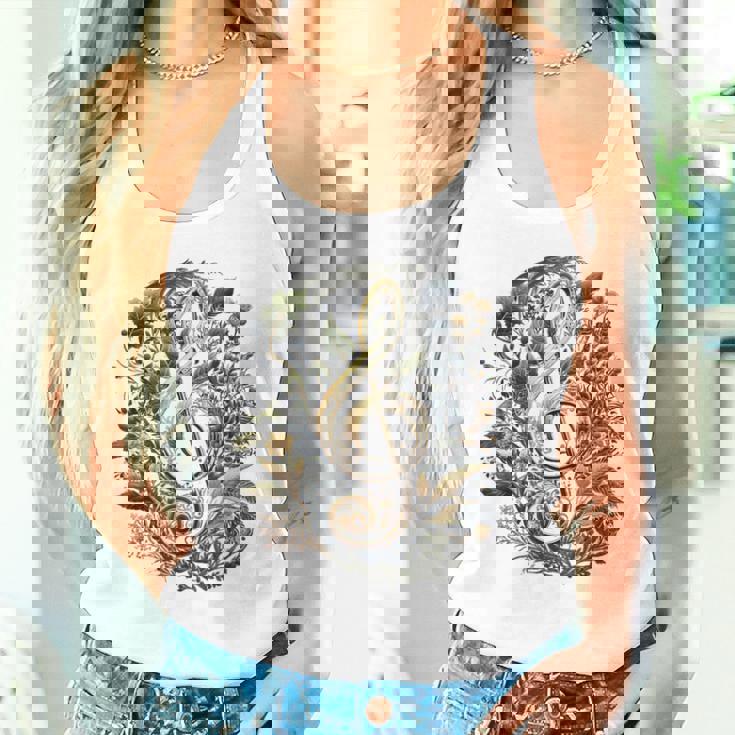 Musician Golden Treble Clef Music Illustration Tank Top