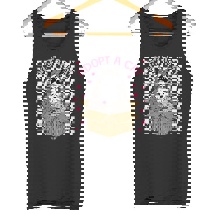 Adopt A Cat Team Trash | Opossum & Raccoon Tank Top for Pet Lovers