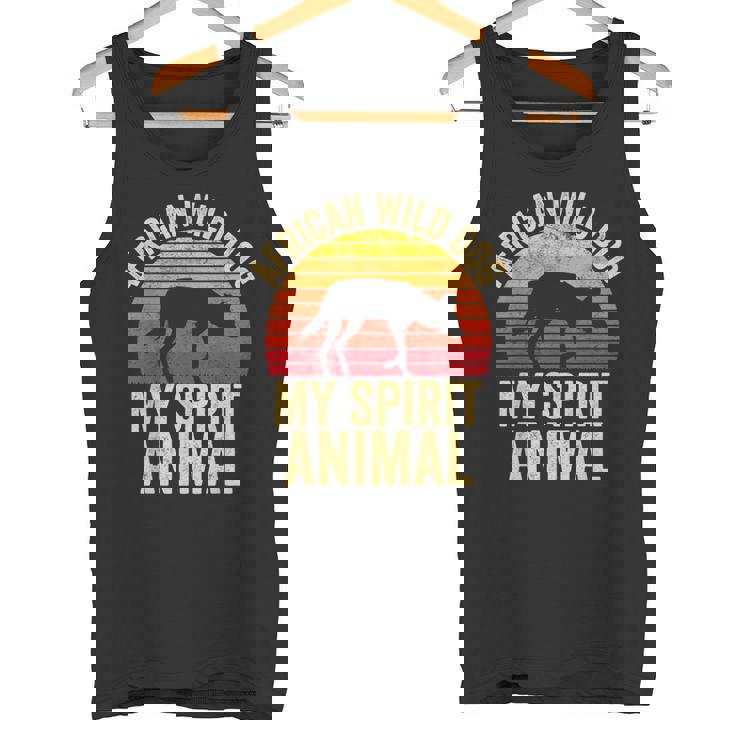 African Wild Dog Is My Spirit Animal Vintage Retro Sunset Tank Top