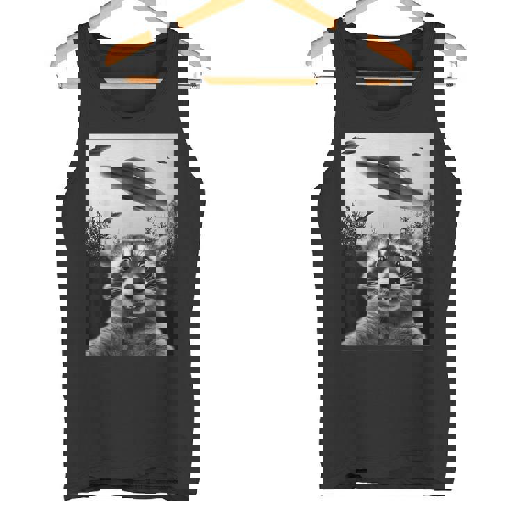 Alien UFO Raccoon Tank Top - Quirky Cosmic Style