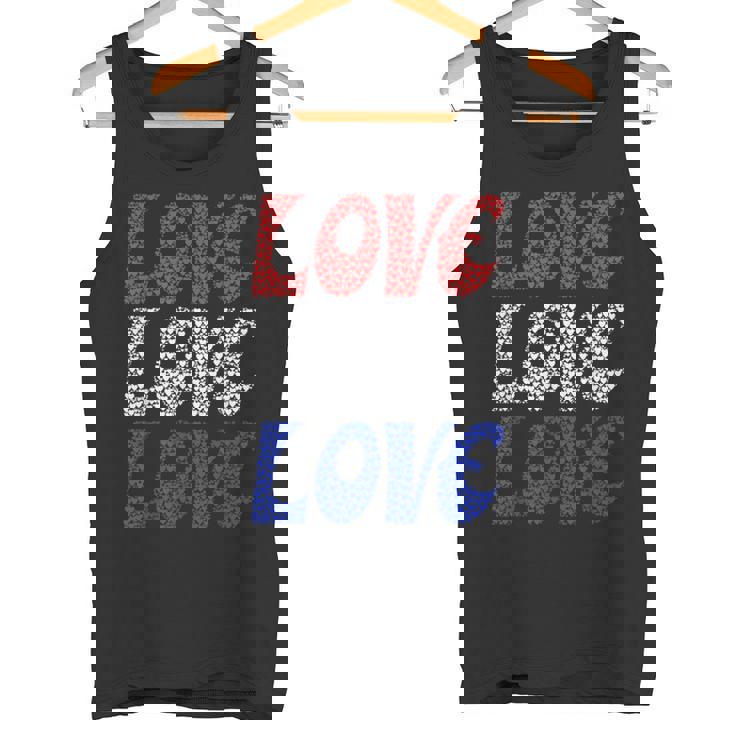 American Flag Love Positive Message Hearts Love America Hope Tank Top
