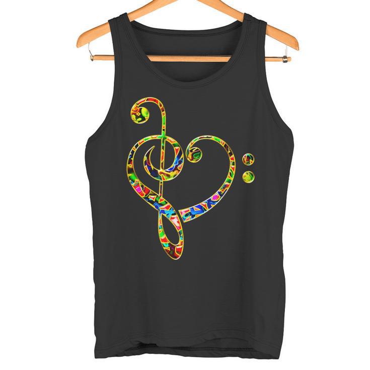 Bass Clef Heart I Love Music Bass Tank Top