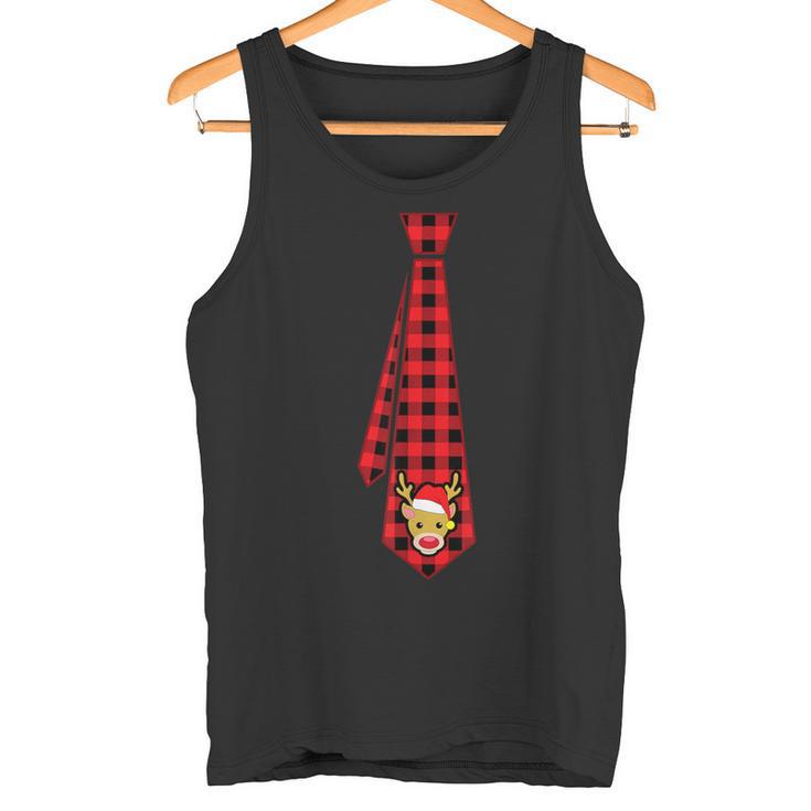 Buffalo Checked Tie Reindeer For Christmas Boys Tank Top