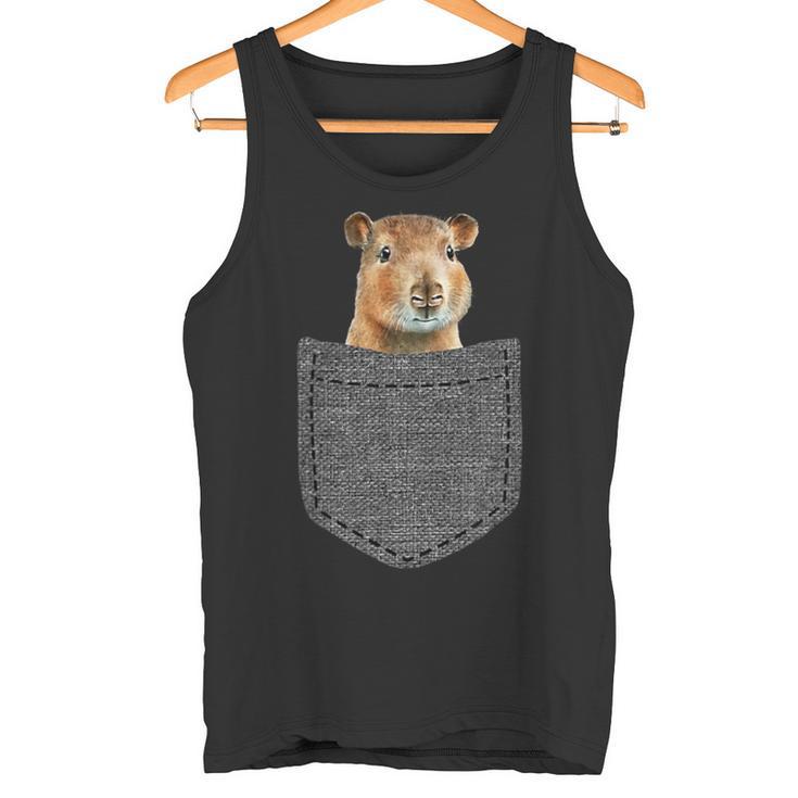 Capybara In Chest Pocket Capybara Tank Top