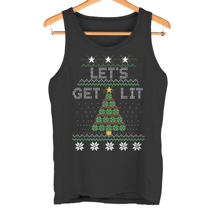 Christmas Let's Get Lit Tree Knit Ugly Sweater Tank Top