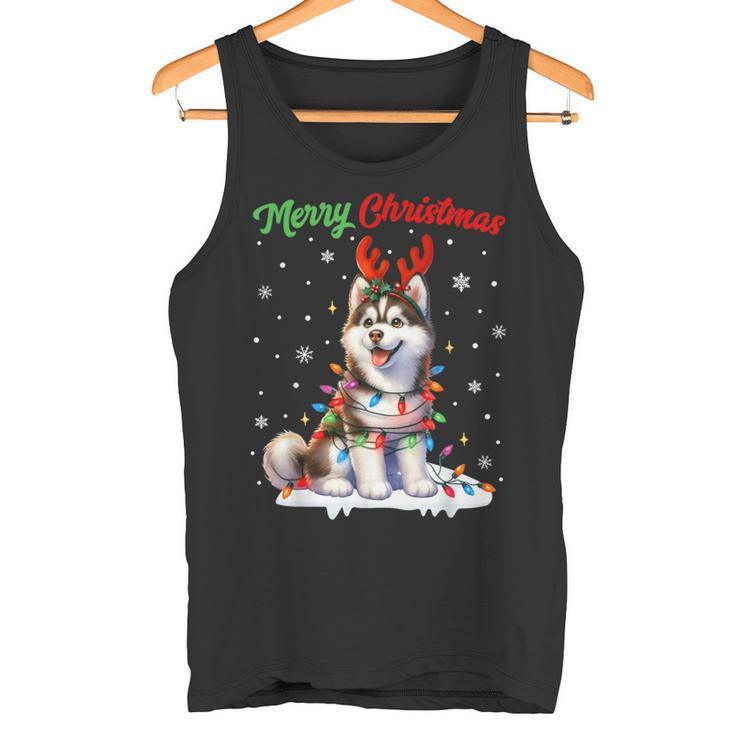 Christmas Outfit Christmas Jumper Husky Dog Christmas Tank Top