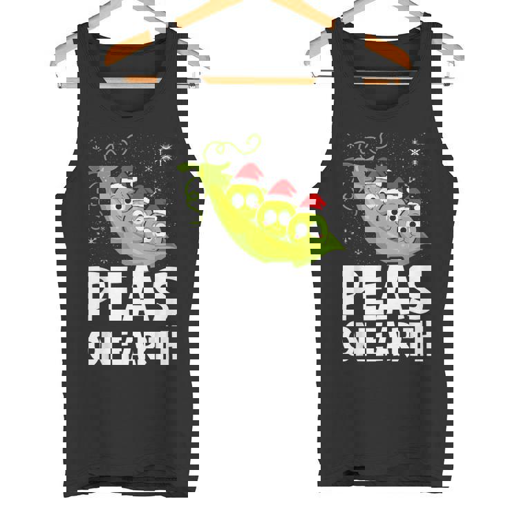 Christmas Pun Lover Peas On Earth World Peace Vegan Tank Top