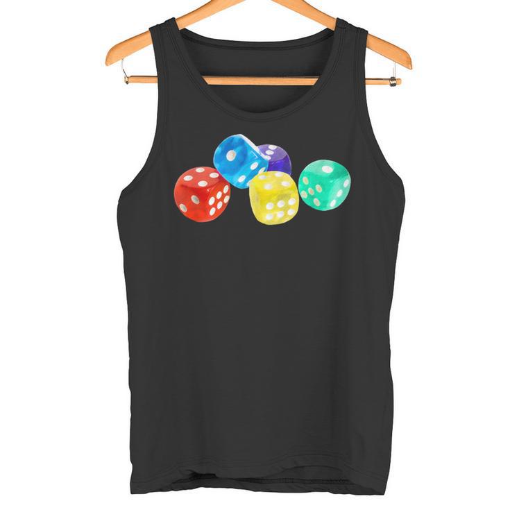 Colourful Dice In Five Different Colours Tank Top