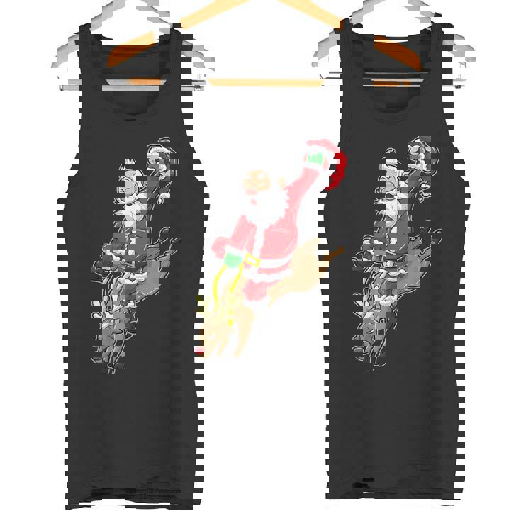 Cowboy Santa Xmas Reindeer Rodeo Christmas In Texas Tank Top