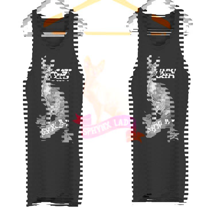 Crazy Sphynx Lady Sphinx Cat Lovers Raza Gato Gato Camiseta sin mangas