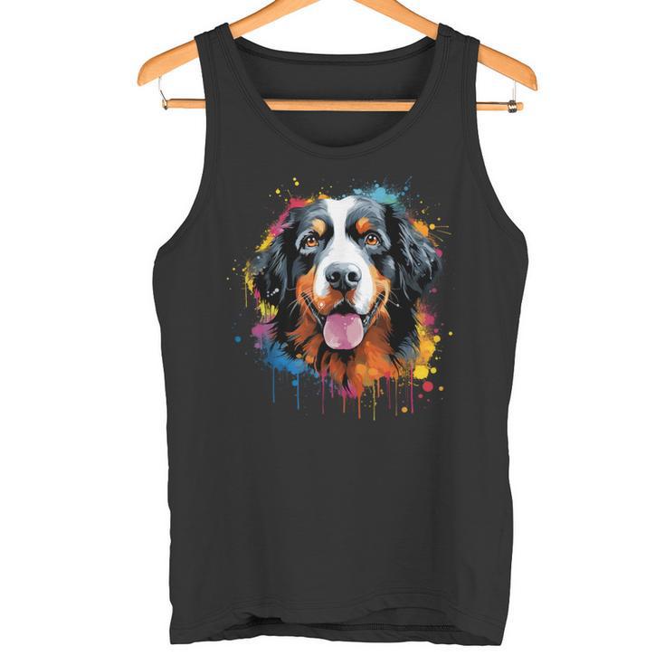 Cute Bernese Mountain Dog On Painted Bernese Mountain Dog Tank Top