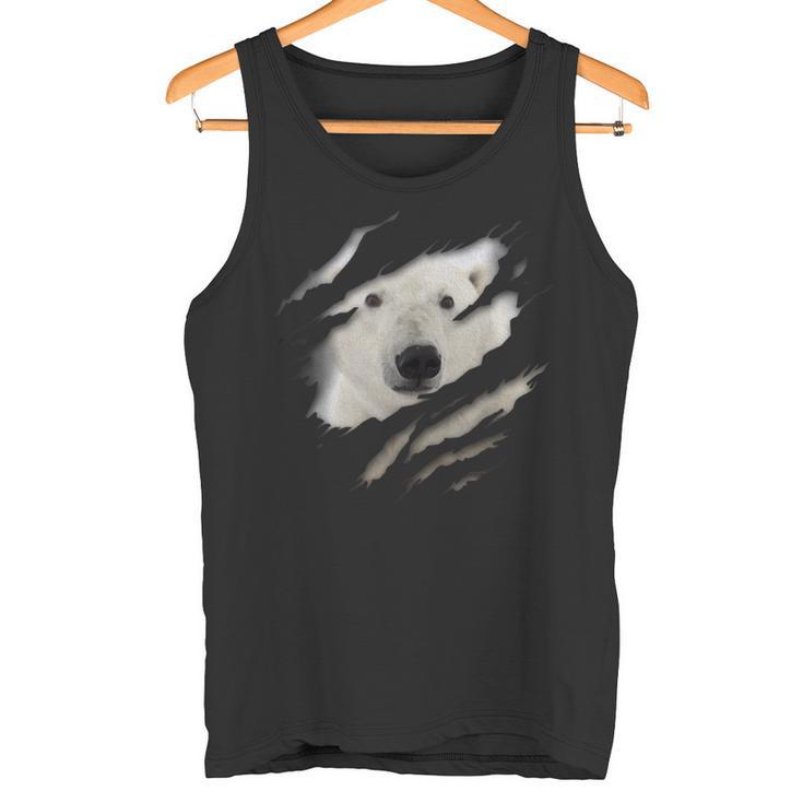 Cute Polar Bear Face Animal Rider Polar Bear Ripped Tank Top