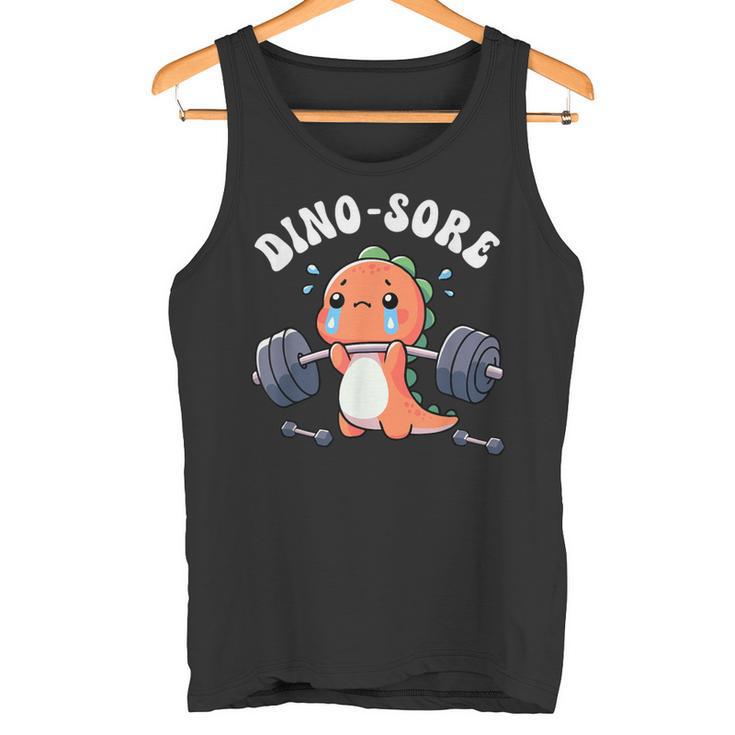 Dino Sore Gym Workout Fitness Weights Dinosaur Gym Tank Top