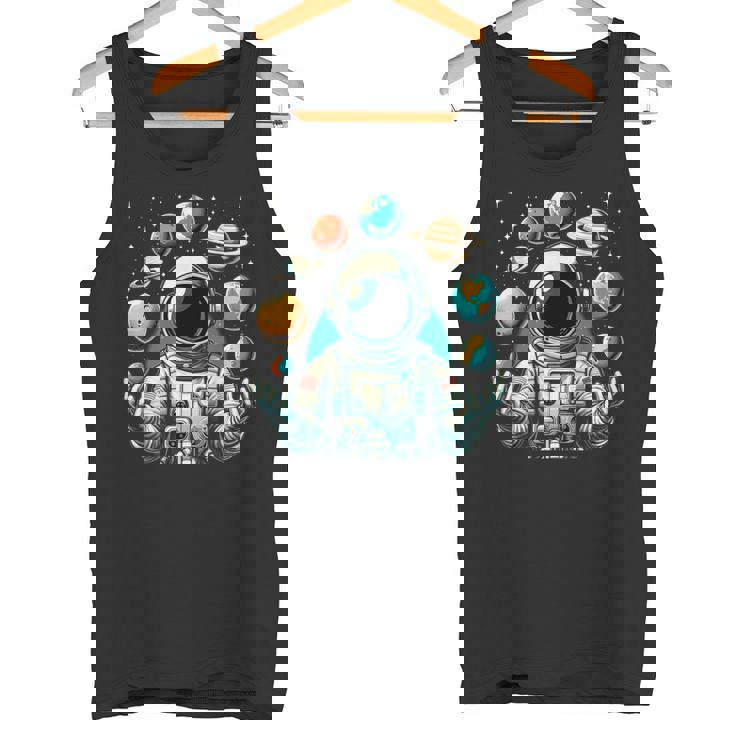 Divertido Astronauta Espacial Malabares Planetas Sistema Solar Niños Camiseta sin mangas