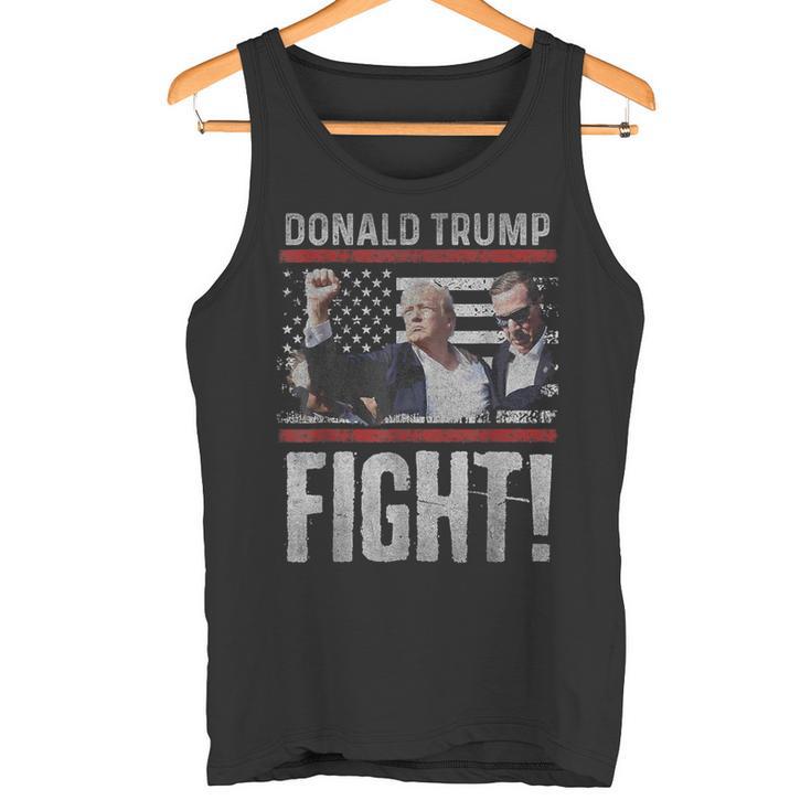 Donald Trump Fist Pump We Fight American Flag Trump 2024 Tank Top