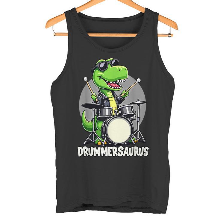 Drummer Boy Musician Drummersaurus Dinosaur Tank Top