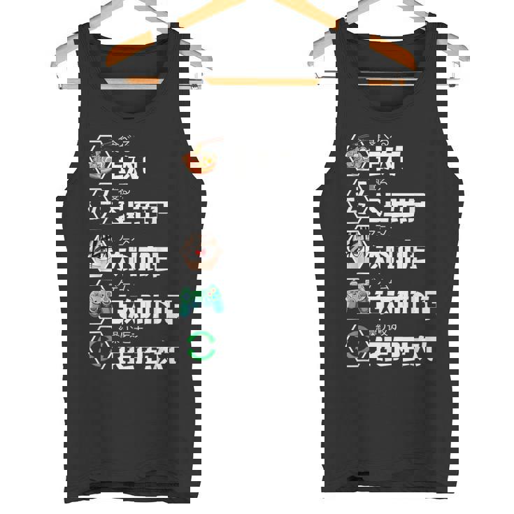 Eat Sleep Anime Gaming Repeat Camiseta sin mangas