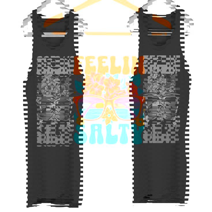 Feeling Salty Retro Groovy Sunglasses Ocean Lovers Beach Tank Top