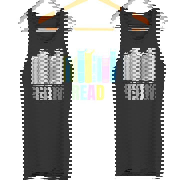 Freadom Books Reader Librarian Reading Tank Top