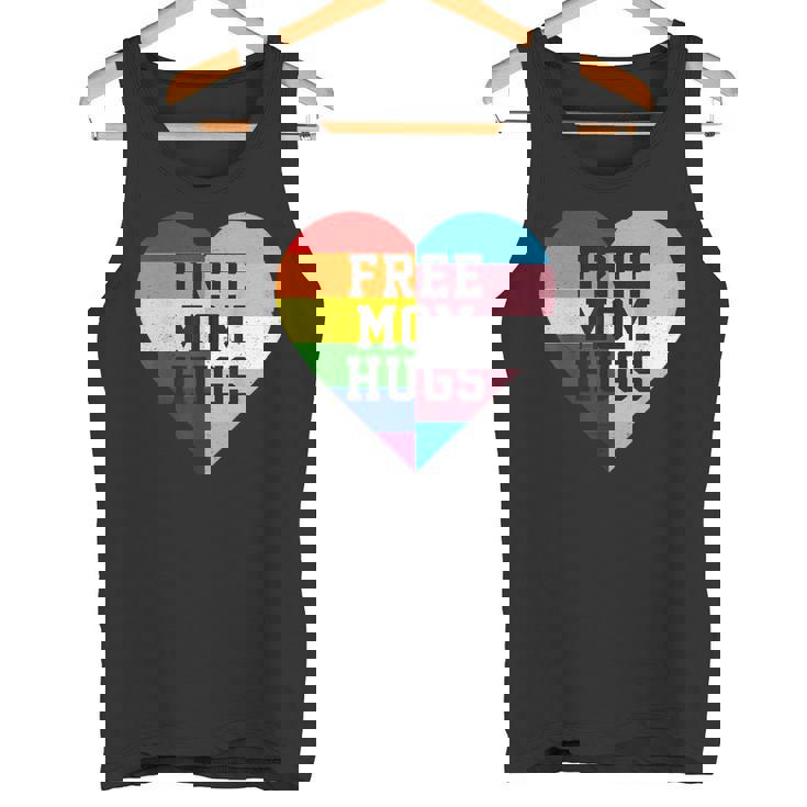 Free Mom Hugs Rainbow LGBT Gay Pride Transgender Flag Heart Tank Top