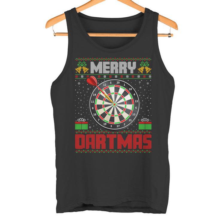 Dart Game Merry Dartmas Xmas Santa Ugly Dart's Christmas Tank Top