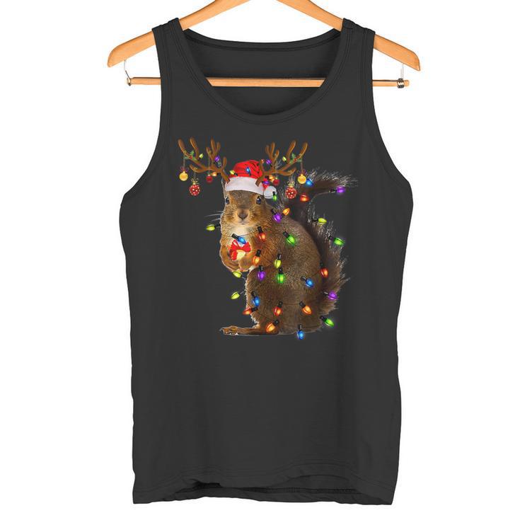 Squirrel Christmas Tree Lights Reindeer Christmas Tank Top