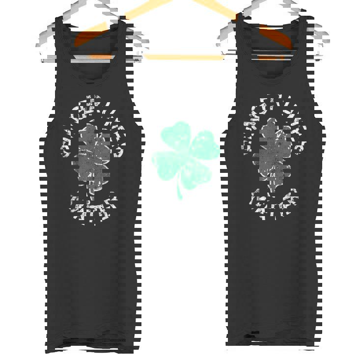 Ginger Lives Matter Lucky Clover St Patrick's Day Distress Tank Top