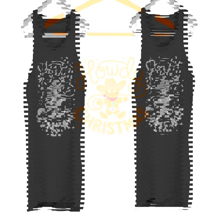 Gingerbread Man Cowboy Hat Western X-Mas Howdy Christmas Gingerbread Cowboy Rodeo Lasso Western Tank Top