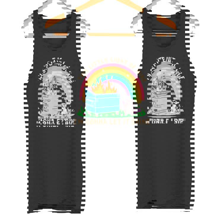 Groovy This Little Light-Of Mine Dumpster Fire Raccoon Tank Top