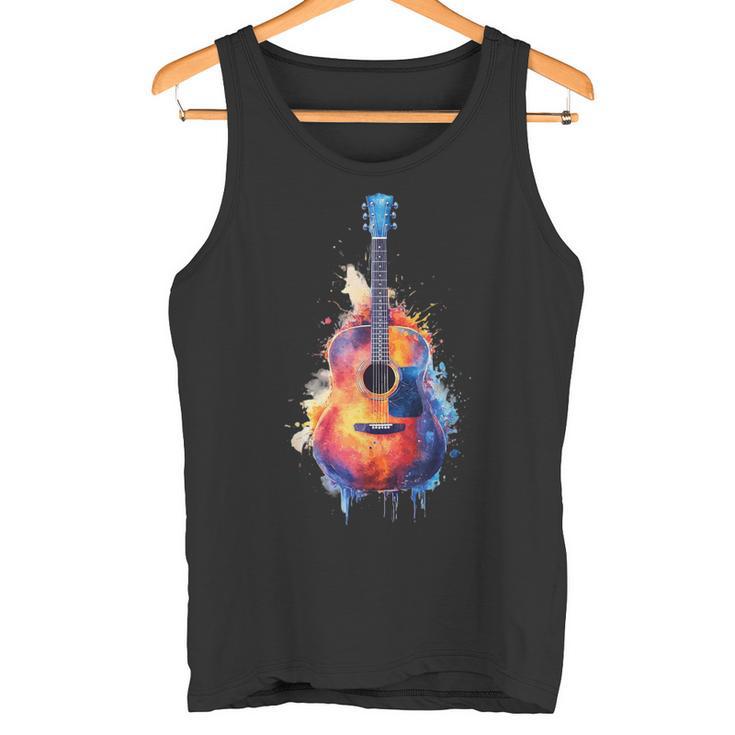 Guitar Splash Watercolour For Guitarists Electric Guitars Tank Top