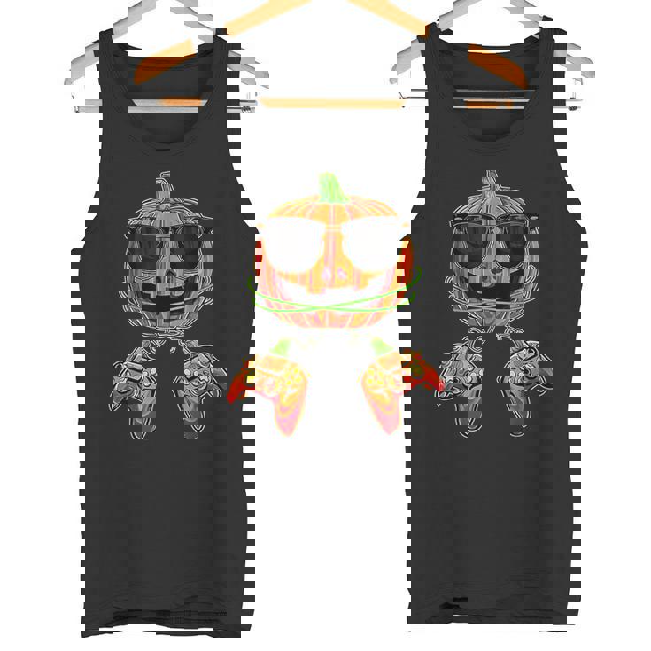 Halloween Jack O Lantern Pixelated Gaming Gamer Boys Men Tank Top