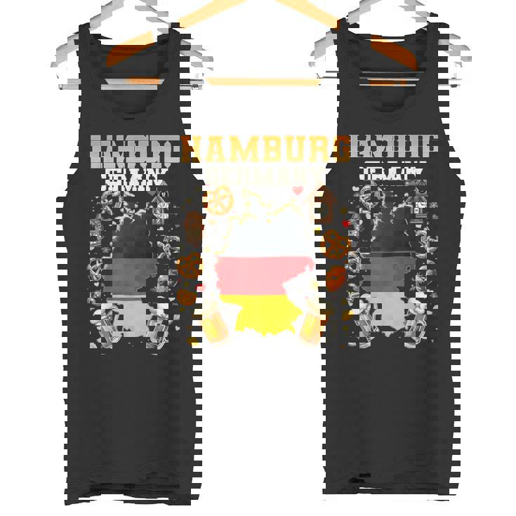 Hamburgo Alemania Souvenir Bandera Alemana Mapa Hamburgoacaciones Camiseta sin mangas