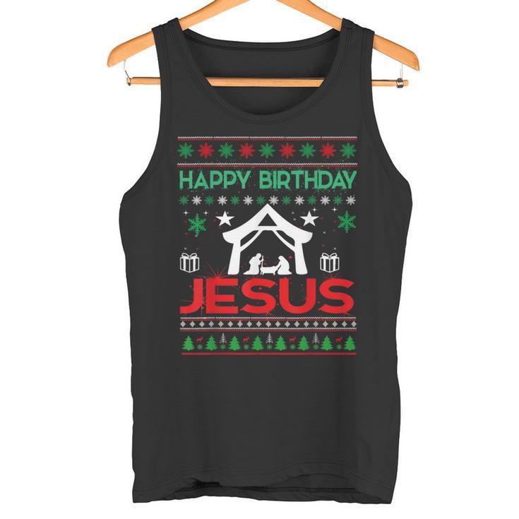 Happy Birthday Jesus Ugly Christmas Jumper Tank Top