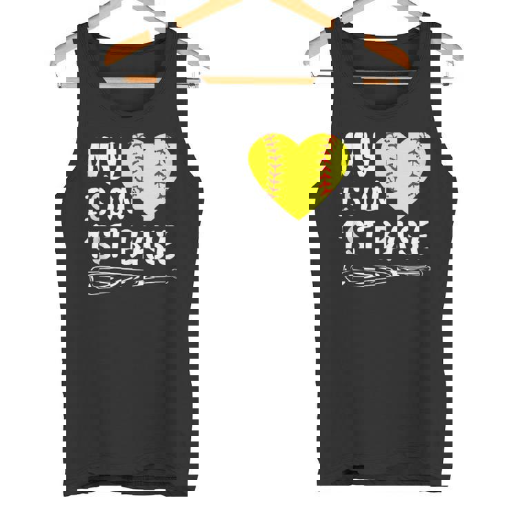 My Heart Is On 1st Base Softball Bat Proud Mom Dad Tank Top Tank Top