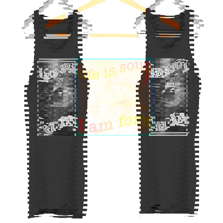 Ironic Raccoon Meme Tank Top - Quirky Humor Gift