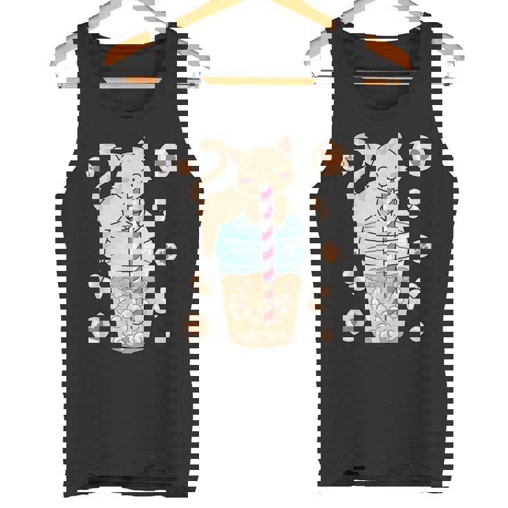Kawaii Cat Boba Tea Japanese Anime Bubble Tea Neko Tank Top