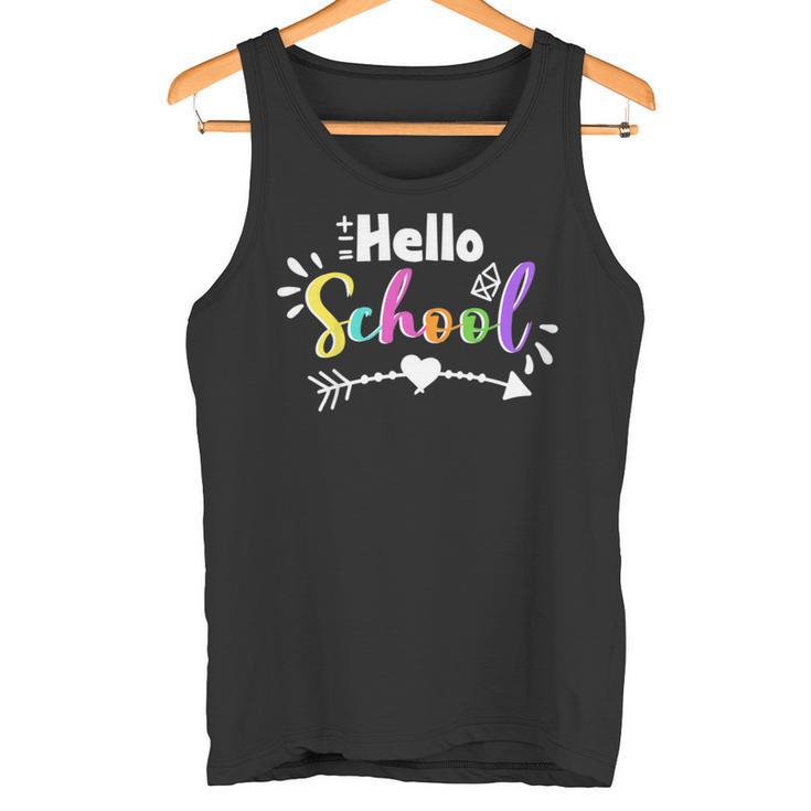 Kids Hello School Heart Arrow Back To School Student Teacher Tank Top