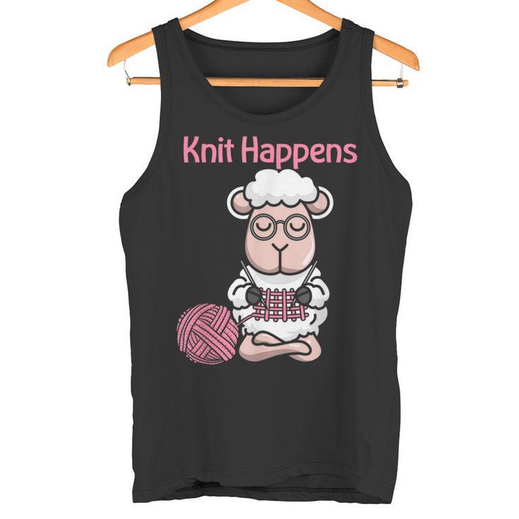 Knit Happens Cute Knitting Sheep For Knitters Tank Top